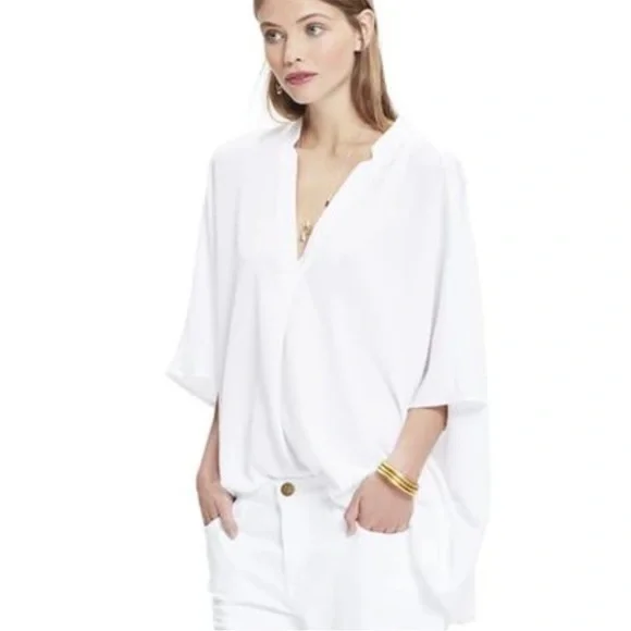 HATCH The Notched Blouse Cream One Size Deep VNeck Dolman Elbow Sleeve Maternity - Picture 1 of 8